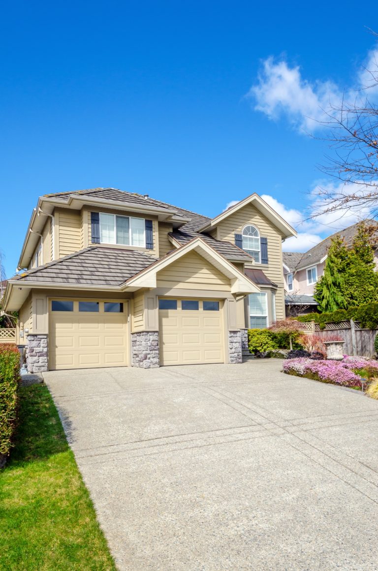 Two-story suburban home with a double garage